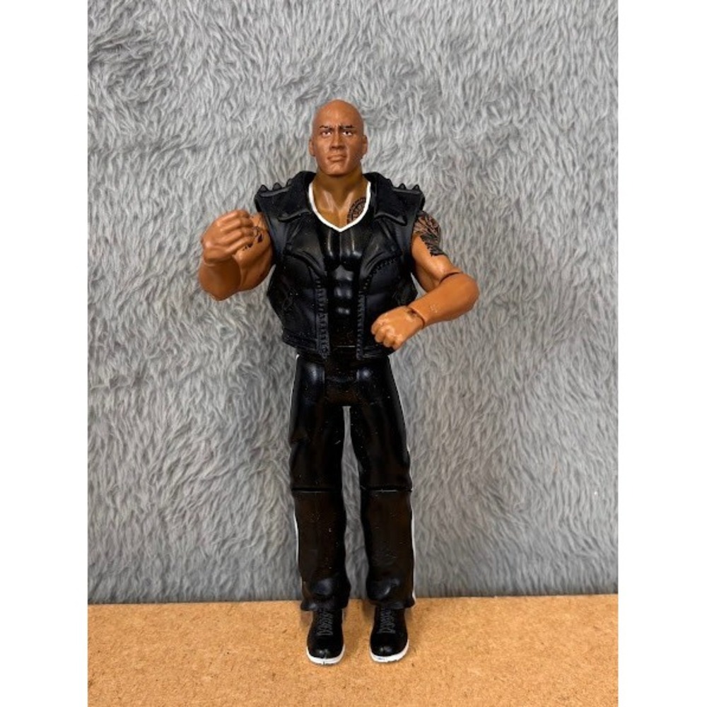 WWE Mattel The Rock Action Figure Black Studded‎ Vest Track Pants GKT17 2017 7in